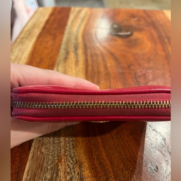 Tory Burch Patent Leather Zipped Coin Purse with Key Ring in Tomato Red - Picture 5 of 14